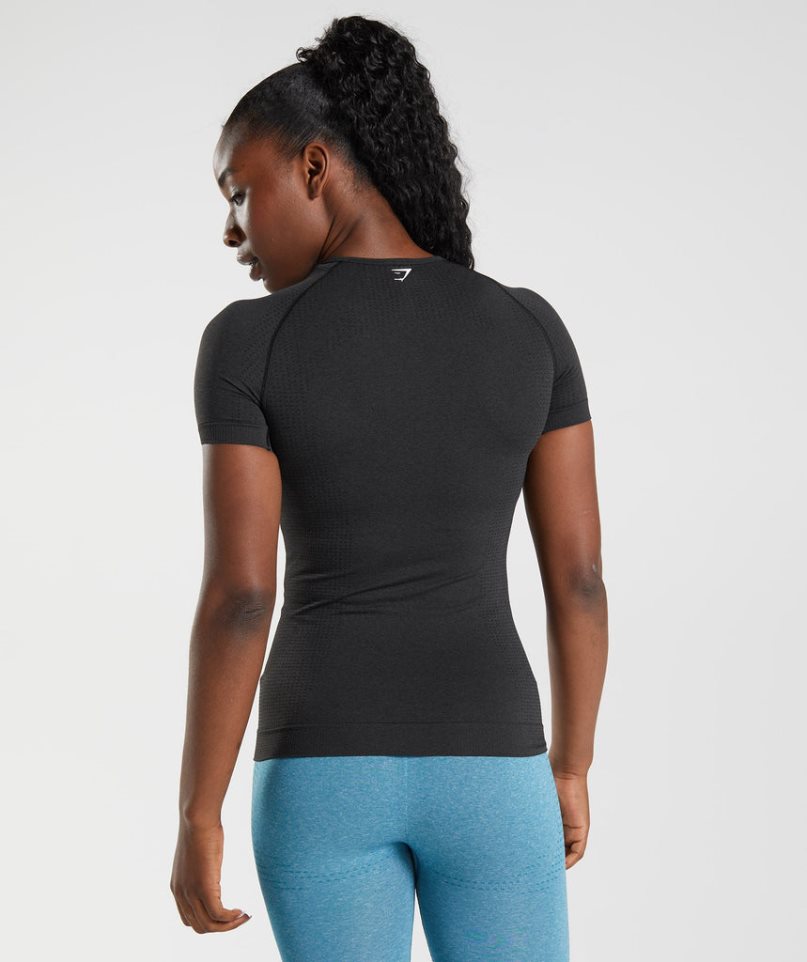 Women's Gymshark Vital Seamless 2.0 T-Shirts Black | NZ 4FCRNZ